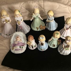 GROWING UP Enesco Blond girl birthday dolls infant to 10 years